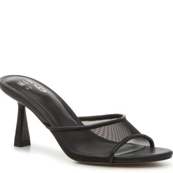 Black peep toe mesh flared heel | Mix No. 6 Rislea Sandal | Size 9 | NEW - Picture 2 of 6